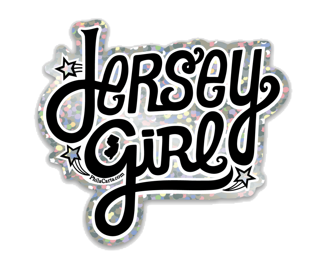 希少！音良！ Plusd 手書きロゴ！Jersey Girl Jersey Girl Sticker - New Jersey Sticker - Glitter Sticker
