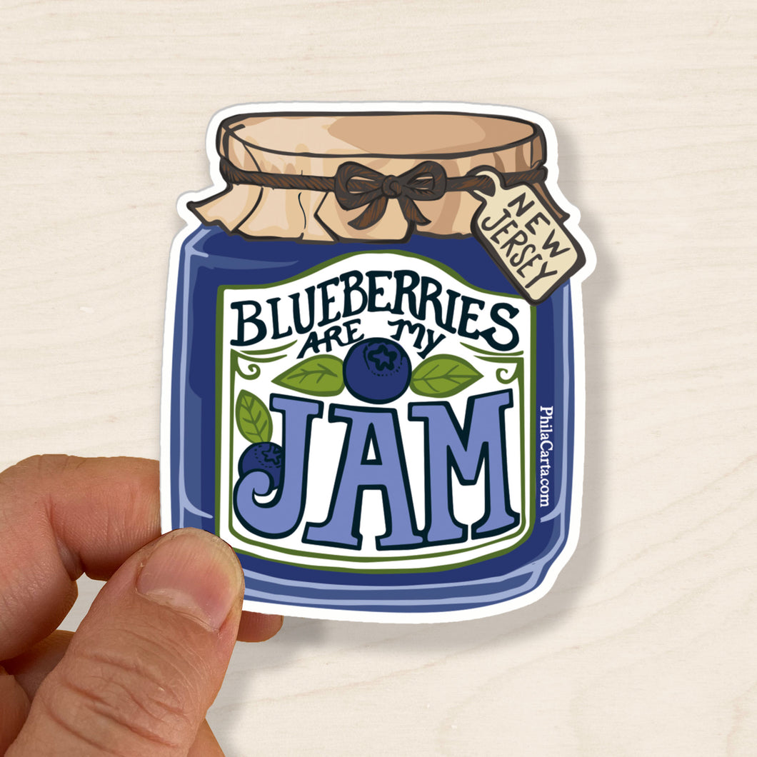 New Jersey Blueberry Jam Sticker - New Jersey State Decal  - Weather Resistant Vinyl