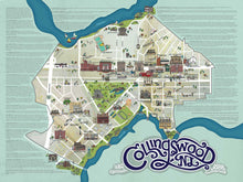 Collingswood, NJ Illustrated Map with Historical facts - 18 x 24 inch poster print