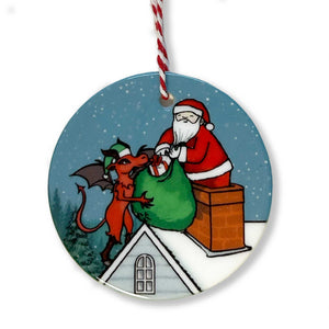 Jersey Devil and Santa Christmas Ornament - NJ Pine Barrens Ornament