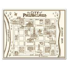 Illustrated Map of Philadelphia - 11 x 14 inch Art Print