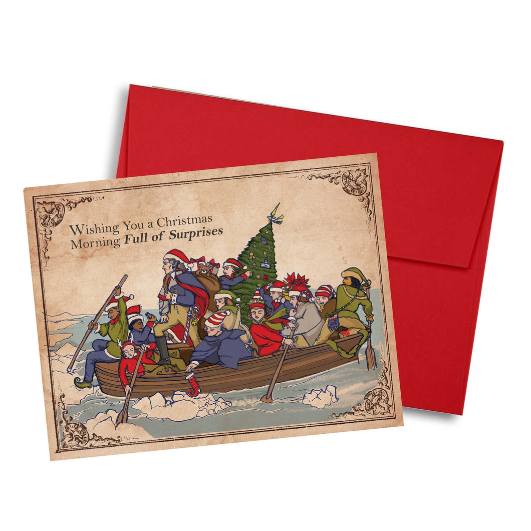 Washington Crossing the Delaware Holiday card - History Lover Christmas Card