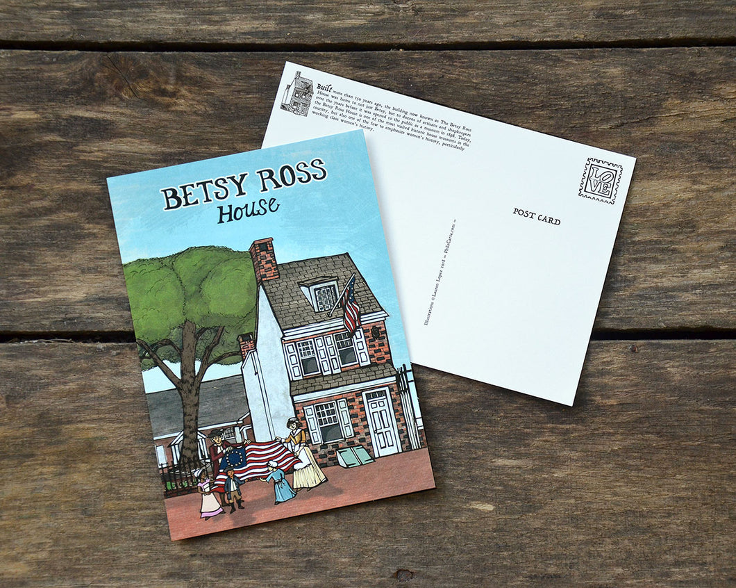 Betsy Ross House - 5 x 7 inch Illustrated postcard