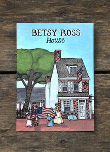 Betsy Ross House - 5 x 7 inch Illustrated postcard
