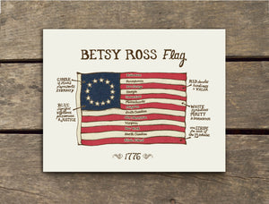 Betsy Ross Flag Art Print - 11 x 14 inches