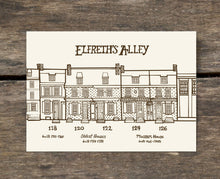 Elfreth's Alley, Philadelphia, PA - 5 x 7 inch Illustrated postcard