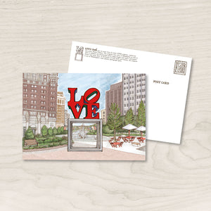 LOVE Park Philadelphia - 5 x 7 inch Postcard/ Art print - Philly Valentine