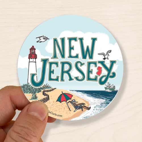 New Jersey Shore Sticker - NJ State Sticker - Weather Resistant Vinyl Decal