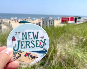 New Jersey Shore Sticker - NJ State Sticker - Weather Resistant Vinyl Decal
