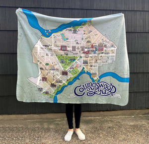 Collingswood NJ Illustrated Map - Fleece Sherpa Blankets
