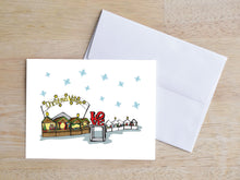 Philadelphia Holiday Card - LOVE Park Christmas Village - original illustration professionally printed on 110 lb cardstock with shimmer pearl envelope