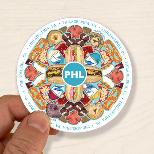Philadelphia Food Mandala Sticker- Philly Foodie Sticker - Philly Car Sticker / Water bottle sticker